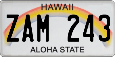 HI license plate ZAM243