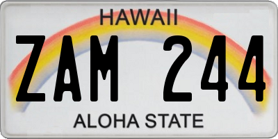 HI license plate ZAM244