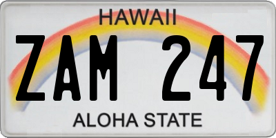 HI license plate ZAM247
