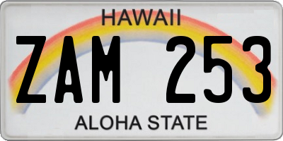 HI license plate ZAM253