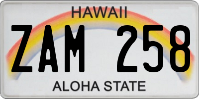 HI license plate ZAM258