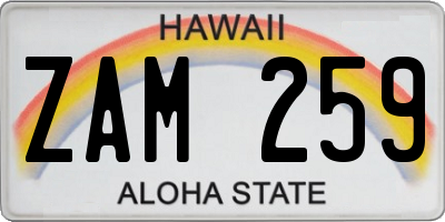 HI license plate ZAM259