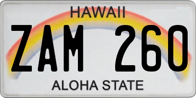 HI license plate ZAM260