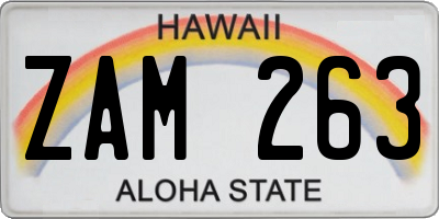 HI license plate ZAM263