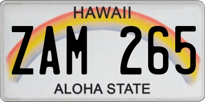 HI license plate ZAM265