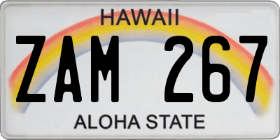 HI license plate ZAM267
