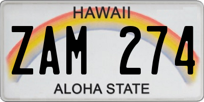 HI license plate ZAM274