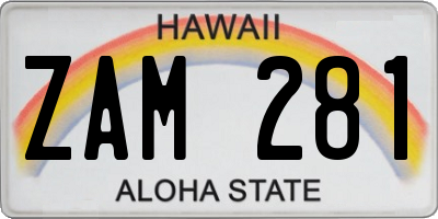 HI license plate ZAM281