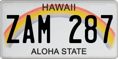 HI license plate ZAM287