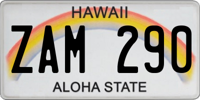 HI license plate ZAM290