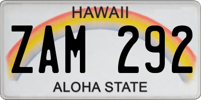 HI license plate ZAM292