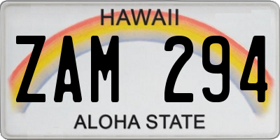 HI license plate ZAM294