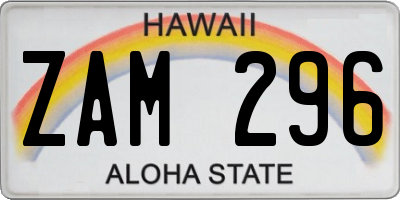HI license plate ZAM296
