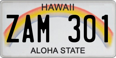 HI license plate ZAM301