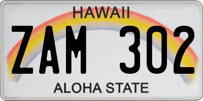 HI license plate ZAM302