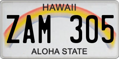 HI license plate ZAM305
