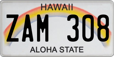 HI license plate ZAM308