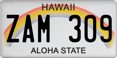 HI license plate ZAM309