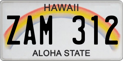 HI license plate ZAM312