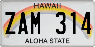 HI license plate ZAM314