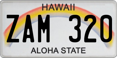 HI license plate ZAM320