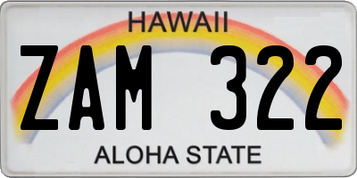 HI license plate ZAM322
