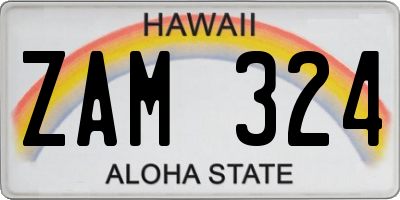 HI license plate ZAM324