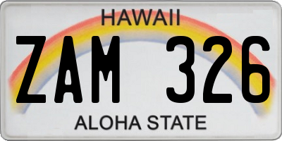HI license plate ZAM326