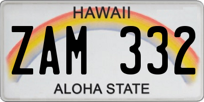 HI license plate ZAM332