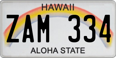 HI license plate ZAM334