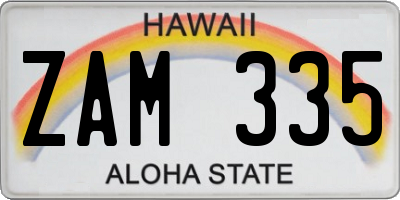 HI license plate ZAM335