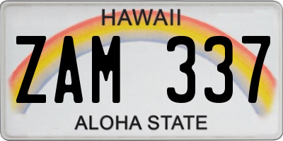HI license plate ZAM337