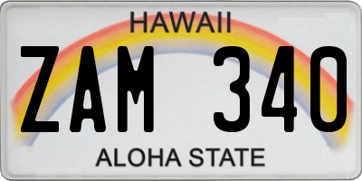 HI license plate ZAM340