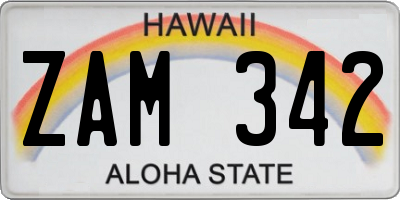 HI license plate ZAM342