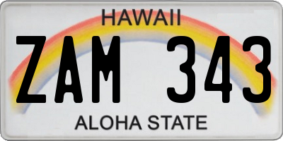 HI license plate ZAM343