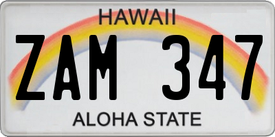 HI license plate ZAM347