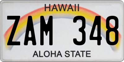 HI license plate ZAM348
