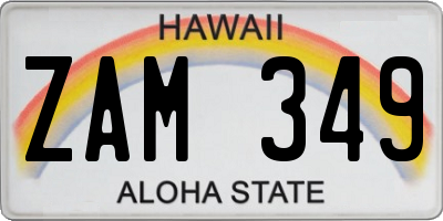 HI license plate ZAM349