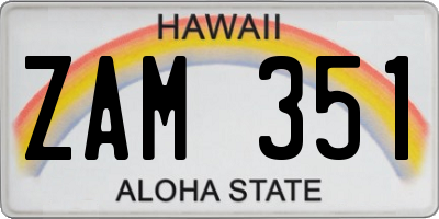 HI license plate ZAM351