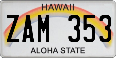 HI license plate ZAM353