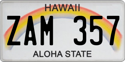 HI license plate ZAM357