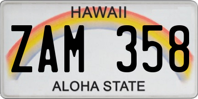 HI license plate ZAM358