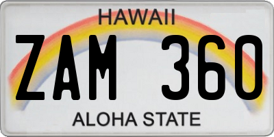 HI license plate ZAM360