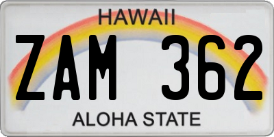 HI license plate ZAM362