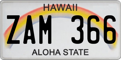 HI license plate ZAM366