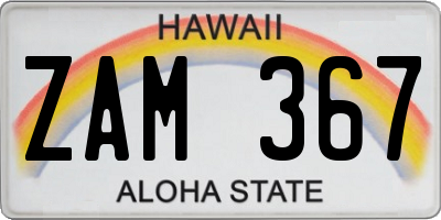 HI license plate ZAM367