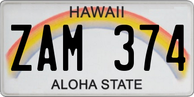 HI license plate ZAM374
