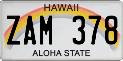 HI license plate ZAM378