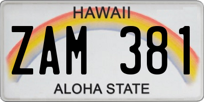 HI license plate ZAM381