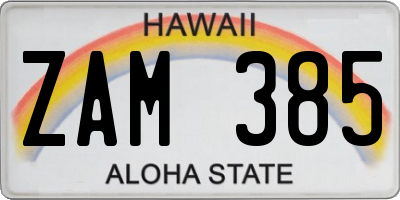 HI license plate ZAM385